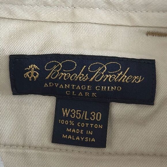 Brooks Brothers Advantage Chino Clark Brown Tan Pants size 35x30 Cotton LOOK - Picture 8 of 10